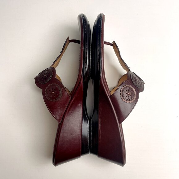 Söfft brown leather wedge sandals size 9M - Picture 8 of 10